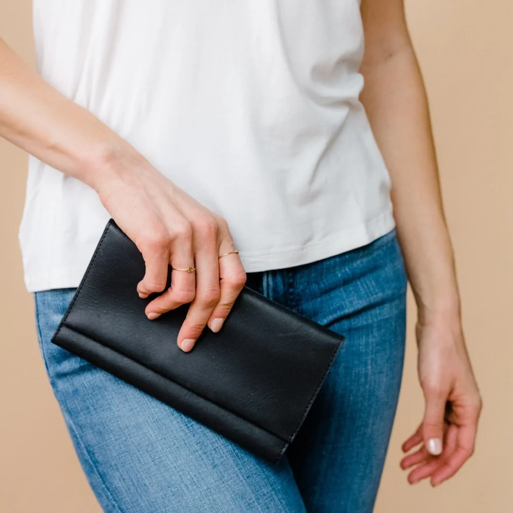 ABLE Black Leather Debre Wallet